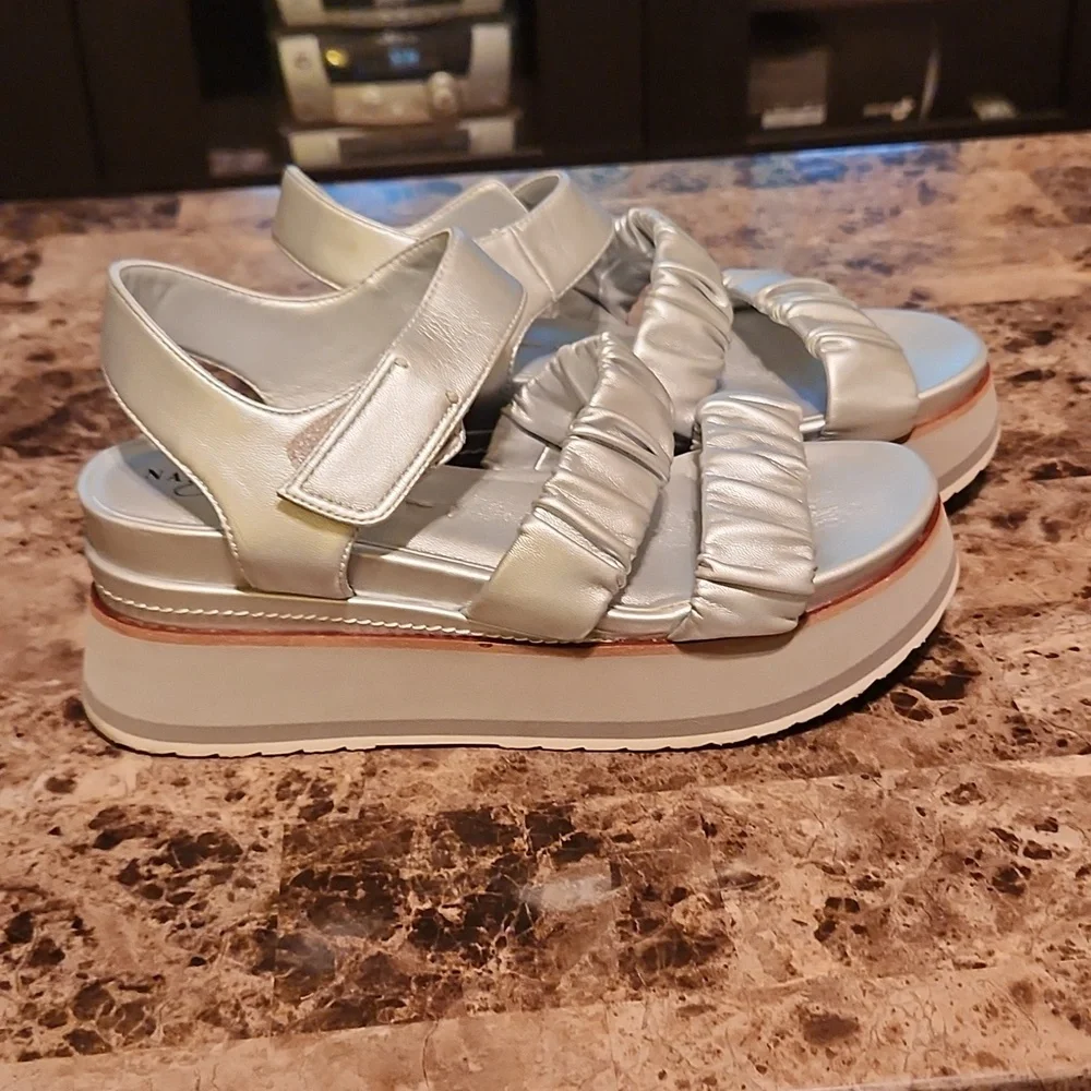 Naked Feet Metallic Silver Platform Sandals